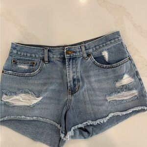 Billabong Light Blue Ripped Jean Shorts